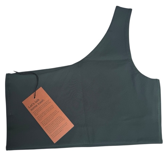 NWT Girlfriend Collective Bianca One Shoulder Bra, Moss, Size M - Picture 7 of 7